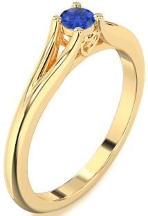 Blue Sapphire Gold Silver Round Promise Ring