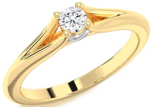 Diamond White Yellow Gold Round Promise Ring