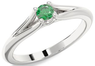 Emerald White Gold Round Promise Ring