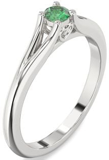 Emerald White Gold Round Promise Ring