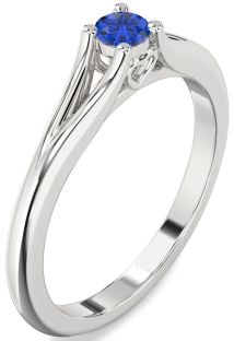 Blue Sapphire Platinum Round Promise Ring