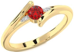 Diamond Ruby Gold Round Promise Ring