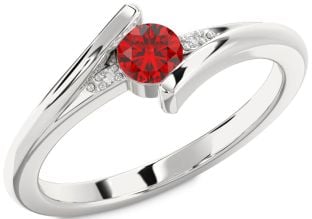 Diamond Ruby White Gold Round Promise Ring