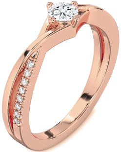 Diamond Blue Sapphire Rose Gold Round Promise Ring