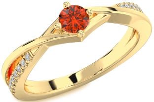 Diamond Fire Opal Gold Silver Round Promise Ring
