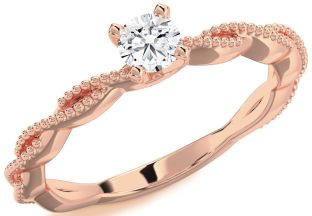 Diamond Rose Gold Knot Round Promise Ring