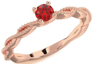 Ruby Rose Gold Silver Knot Round Promise Ring