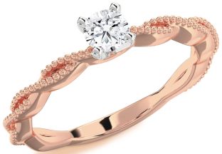 Diamond White Rose Gold Knot Round Promise Ring