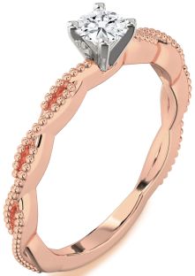 Diamond Platinum & Rose Gold Knot Round Promise Ring