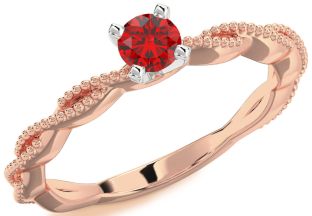 Ruby Rose Gold Silver Knot Round Promise Ring