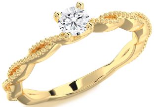 Diamond Gold Knot Round Promise Ring