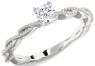 Diamond White Gold Knot Round Promise Ring