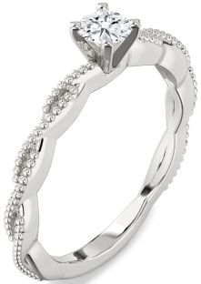 Diamond White Gold Knot Round Promise Ring