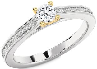 Diamond White Yellow Gold Round Promise Ring