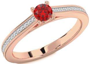 Diamond Ruby Rose Gold Round Promise Ring