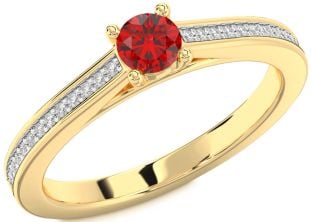 Diamond Ruby Gold Round Promise Ring