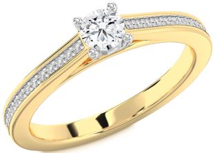 Diamond White Yellow Gold Round Promise Ring