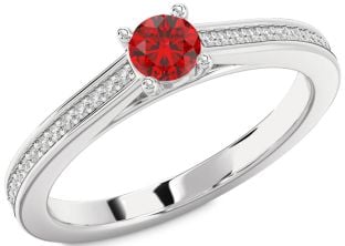 Diamond Ruby White Gold Round Promise Ring