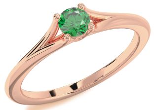 Emerald Rose Gold Round Promise Ring