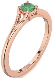 Emerald Rose Gold Round Promise Ring