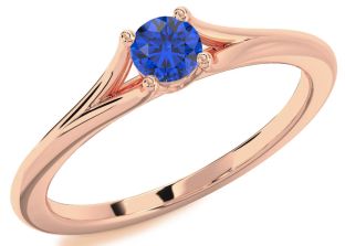 Blue Sapphire Rose Gold Round Promise Ring