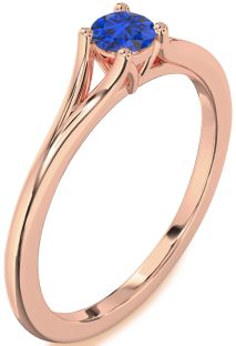 Blue Sapphire Rose Gold Round Promise Ring