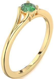 Emerald Gold Round Promise Ring