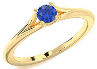 Blue Sapphire Gold Round Promise Ring