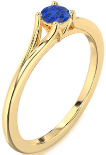 Blue Sapphire Gold Round Promise Ring