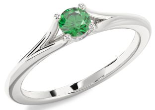 Emerald White Gold Round Promise Ring