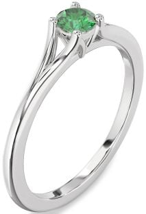 Emerald White Gold Round Promise Ring
