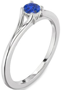 Blue Sapphire Platinum Round Promise Ring