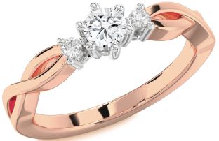 Diamond White Rose Gold Knot Round Promise Ring