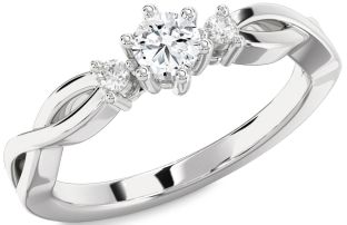 Diamond White Gold Knot Round Promise Ring