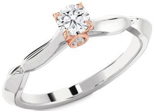 Diamond White Rose Gold Round Promise Ring