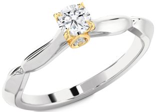 Diamond White Yellow Gold Round Promise Ring