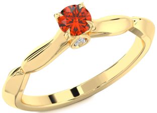 Diamond Fire Opal Gold Round Promise Ring