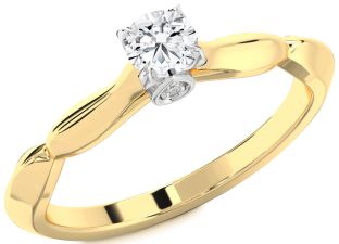 Diamond White Yellow Gold Round Promise Ring