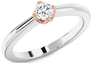 Diamond White Rose Gold Round Promise Ring