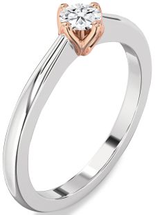 Diamond Silver & 10K Rose Gold Round Promise Ring