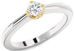 Diamond White Yellow Gold Round Promise Ring