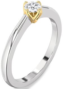 Diamond Silver & 10K gold Round Promise Ring