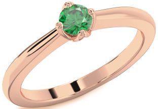 Emerald Rose Gold Round Promise Ring