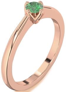 Emerald Rose Gold Round Promise Ring