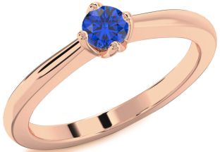 Blue Sapphire Rose Gold Round Promise Ring
