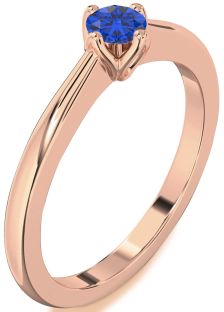 Blue Sapphire Rose Gold Round Promise Ring