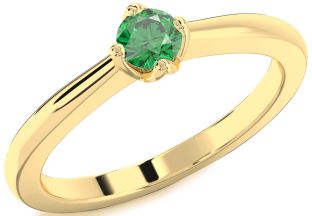 Emerald Gold Round Promise Ring