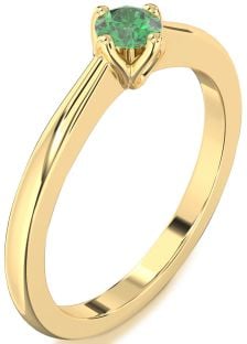 Emerald Gold Round Promise Ring