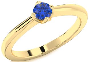 Blue Sapphire Gold Round Promise Ring