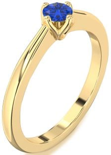 Blue Sapphire Gold Round Promise Ring